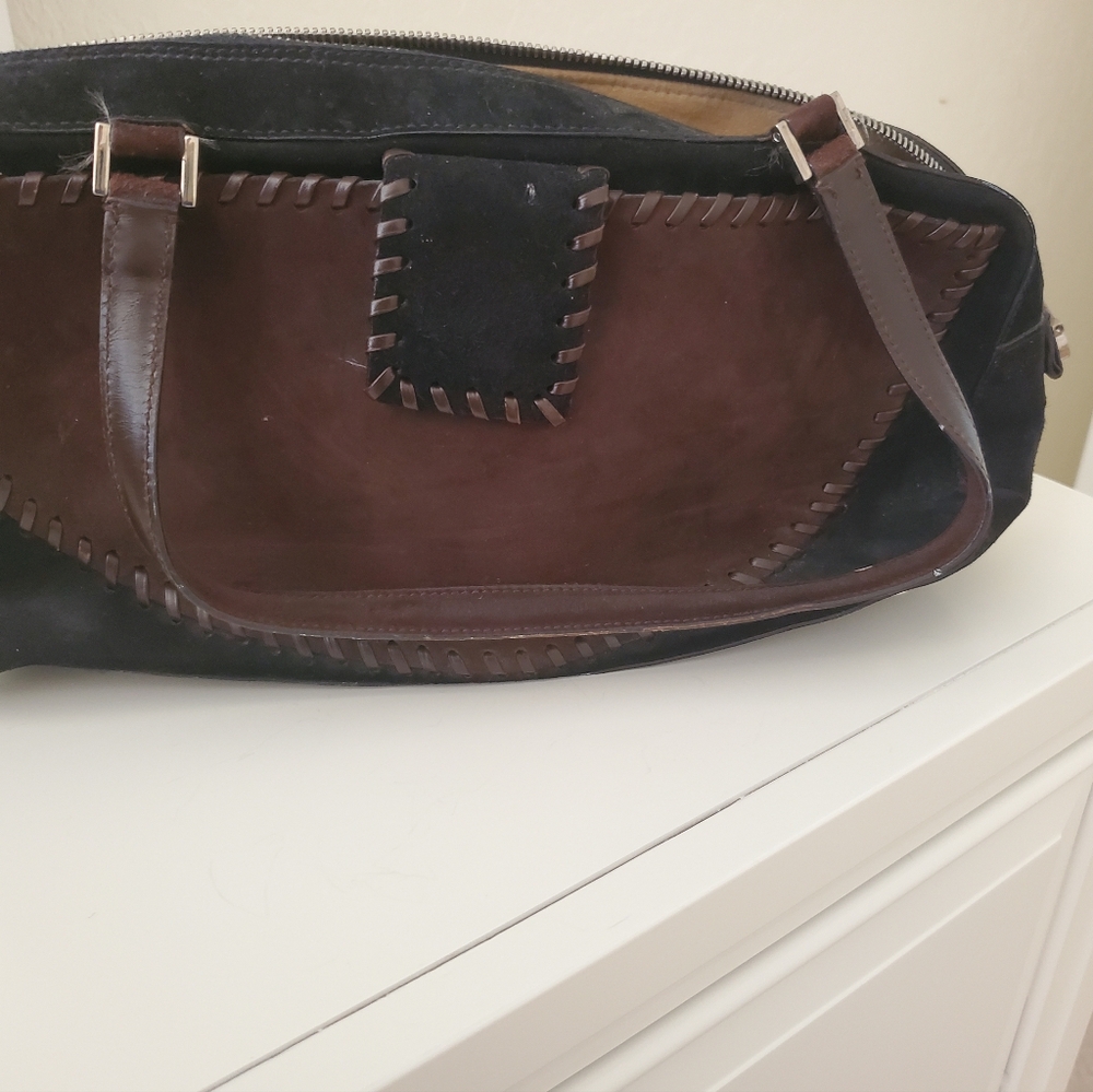 Salvatore Ferragamo Black and Brown suede shoulder bad